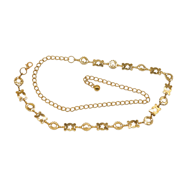 Brand New Women Gold Metal Fashion Belt Star Charm Beads Fit Size S M L