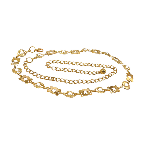 Brand New Women Gold Metal Fashion Belt Star Charm Beads Fit Size S M L