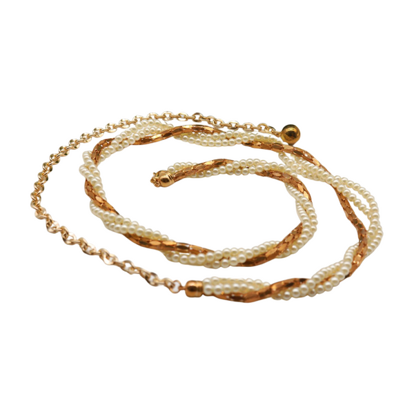 Brand New Women Gold Metal Twisted Braided Beads Belt M L XL