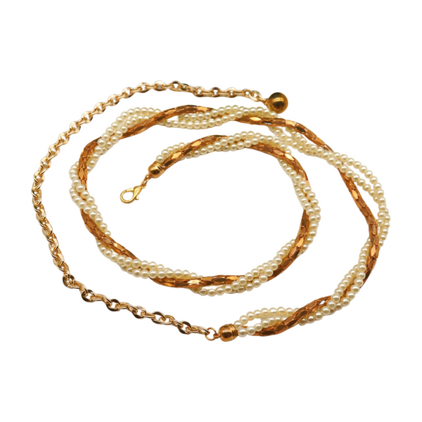 Brand New Women Gold Metal Twisted Braided Beads Belt M L XL