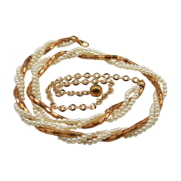 Brand New Women Gold Metal Twisted Braided Beads Belt M L XL
