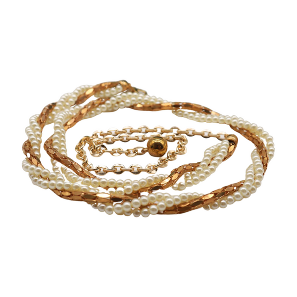 Brand New Women Gold Metal Twisted Braided Beads Belt M L XL