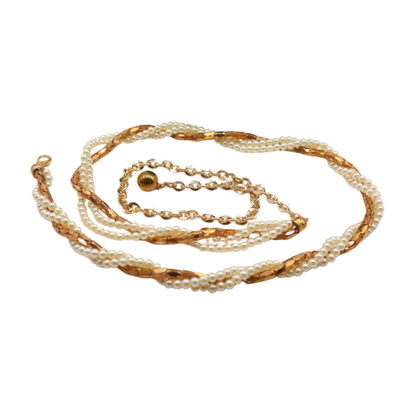 Brand New Women Gold Metal Twisted Braided Beads Belt M L XL