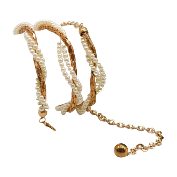 Brand New Women Gold Metal Twisted Braided Beads Belt M L XL