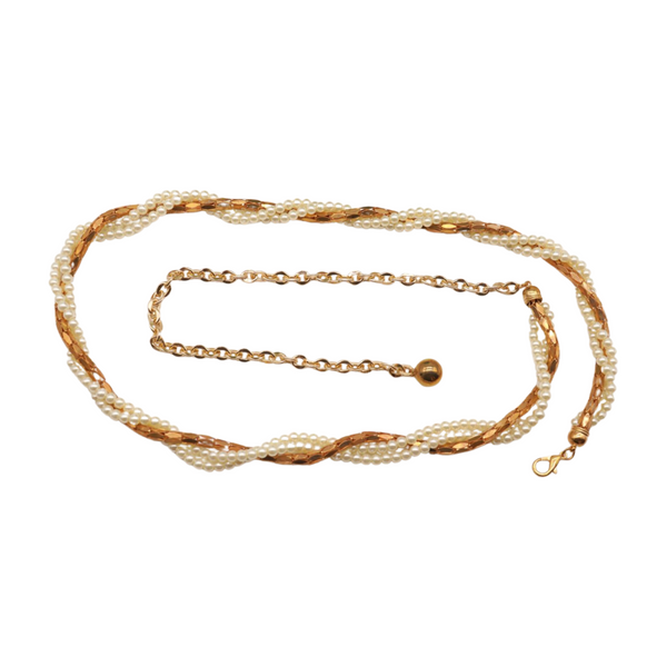 Brand New Women Gold Metal Twisted Braided Beads Belt M L XL