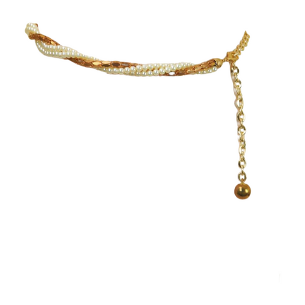 Brand New Women Gold Metal Twisted Braided Beads Belt M L XL