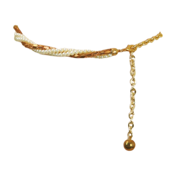 Brand New Women Gold Metal Twisted Braided Beads Belt M L XL