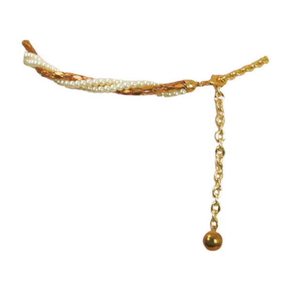 Brand New Women Gold Metal Twisted Braided Beads Belt M L XL