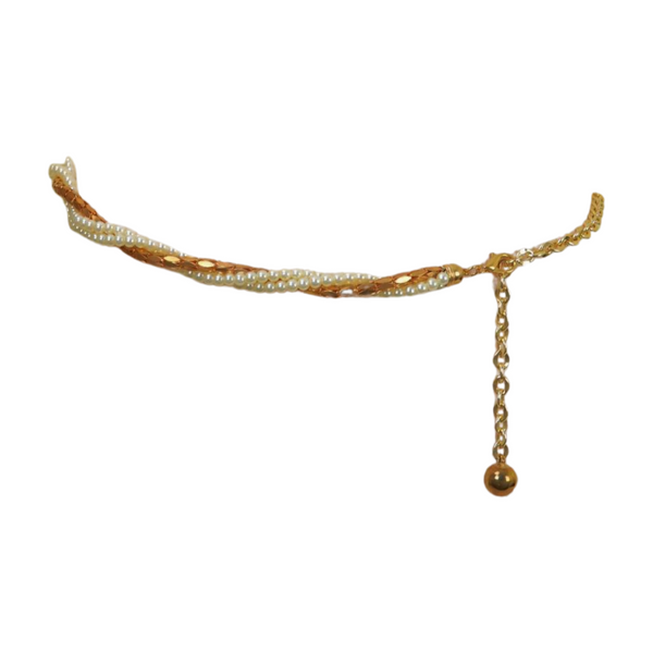 Brand New Women Gold Metal Twisted Braided Beads Belt M L XL
