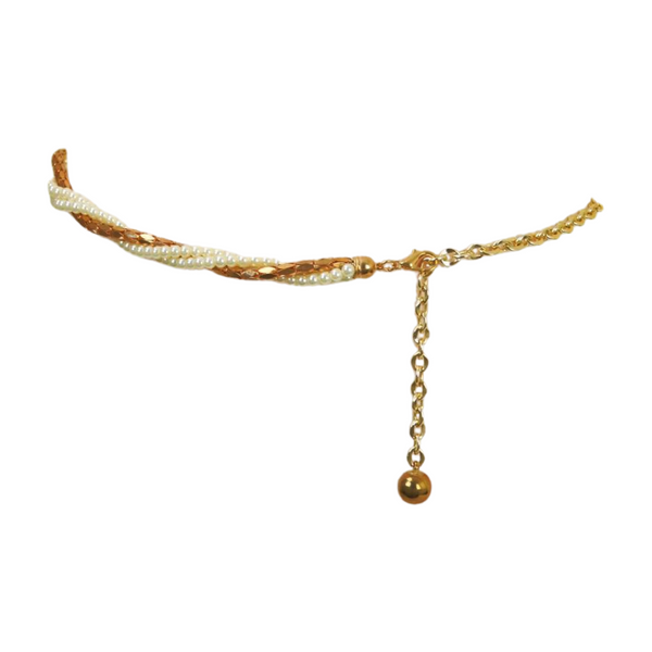 Brand New Women Gold Metal Twisted Braided Beads Belt M L XL