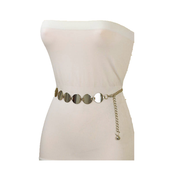 Brand New Women Silver Metal Chain Belt Circle Round Charm S M