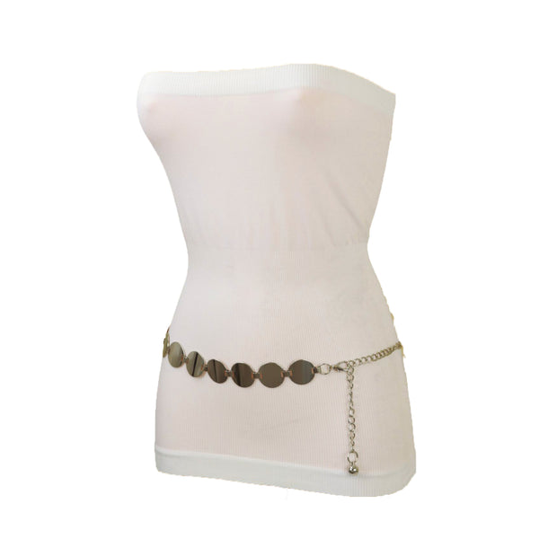 Brand New Women Silver Metal Chain Belt Circle Round Charm S M