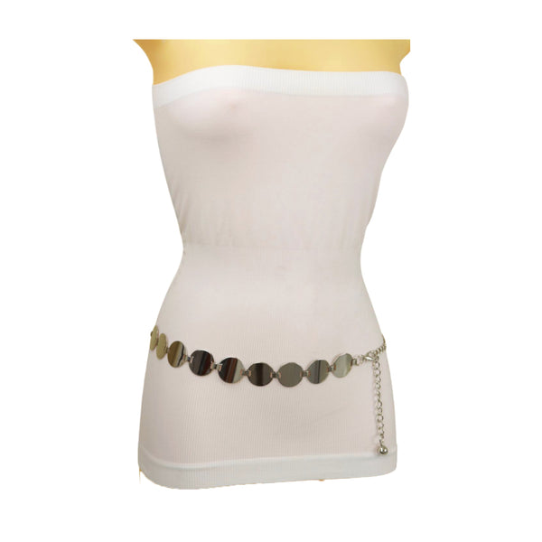 Brand New Women Silver Metal Chain Belt Circle Round Charm S M