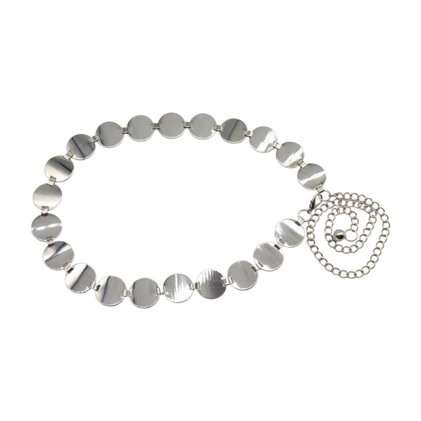 Brand New Women Silver Metal Chain Belt Circle Round Charm S M