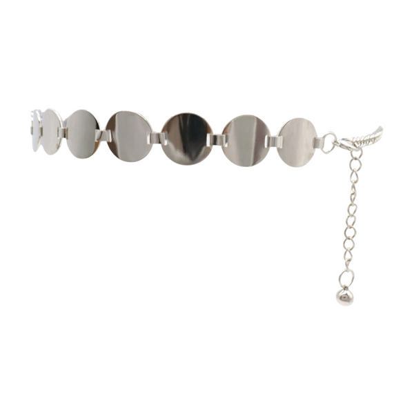 Brand New Women Silver Metal Chain Belt Circle Round Charm S M