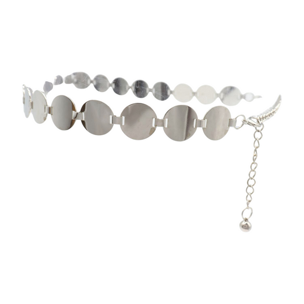Brand New Women Silver Metal Chain Belt Circle Round Charm S M