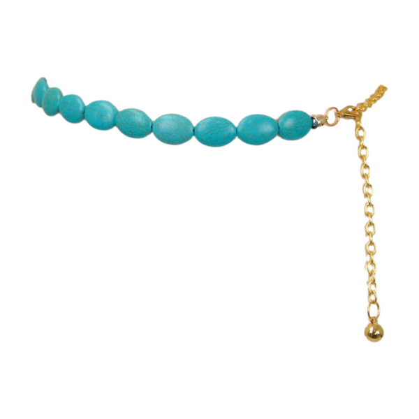 Brand New Women Turquoise Blue Beads Belt Gold Metal Chain S M L