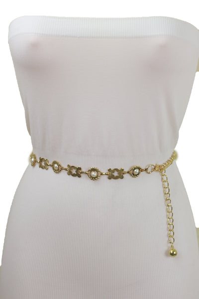 Brand New Women Gold Metal Fashion Belt Star Charm Beads Fit Size S M L