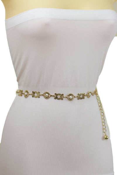 Brand New Women Gold Metal Fashion Belt Star Charm Beads Fit Size S M L