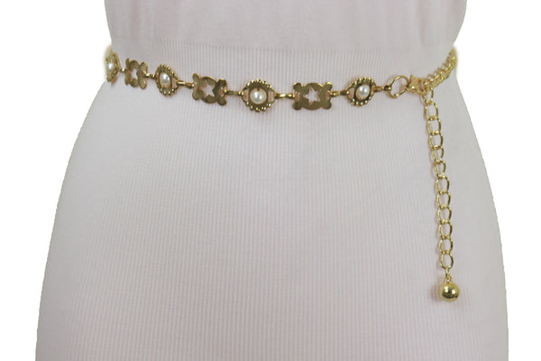 Brand New Women Gold Metal Fashion Belt Star Charm Beads Fit Size S M L