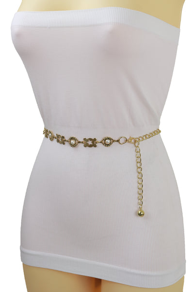 Brand New Women Gold Metal Fashion Belt Star Charm Beads Fit Size S M L