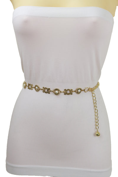 Brand New Women Gold Metal Fashion Belt Star Charm Beads Fit Size S M L