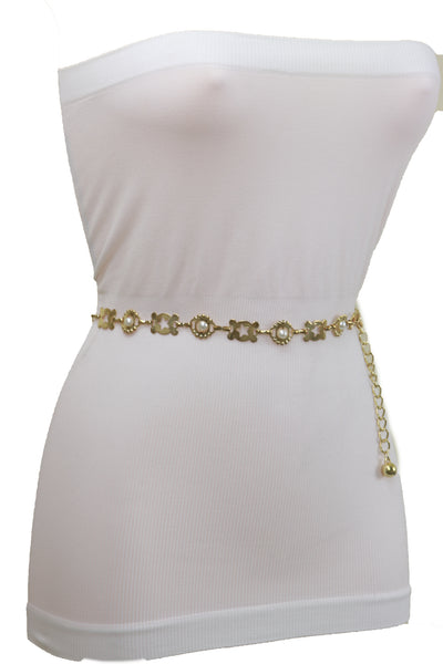 Brand New Women Gold Metal Fashion Belt Star Charm Beads Fit Size S M L