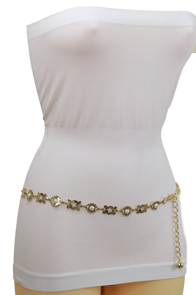 Brand New Women Gold Metal Fashion Belt Star Charm Beads Fit Size S M L