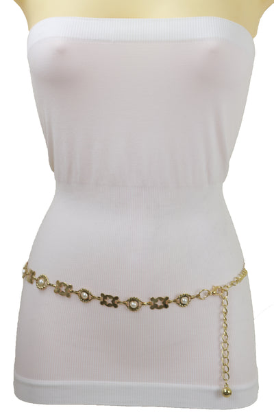 Brand New Women Gold Metal Fashion Belt Star Charm Beads Fit Size S M L