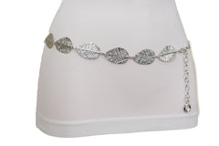 Silver Metal Chain Fashion Belt Leaf Charms S M