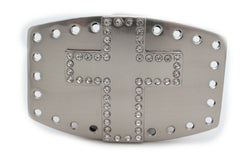 Men’s Western Work Belt Buckle – Heavy-Duty Silver Cross Buckle, Rugged Cast Metal, Fits 1.5" Snap Belts – Ranch, Rodeo, Outdoor & Everyday