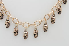 Brand New Women Gold Metal Boot Chain Bracelet Shoe Anklet Mini Skulls Charm SET BC205