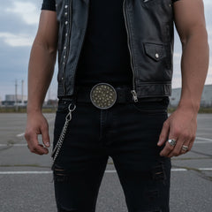 New Men Women Silver Metal Fashion Biker Buckle Skeleton Brown Mini Skulls Gothic Punk Accessory Strong Heavy