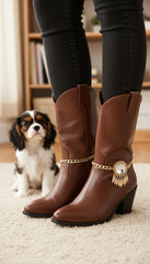 Brand New Women Gold Metal 2 Boot Chain Bracelets Shoe Bling Sun Flower Charm Handmade USA SET BC104