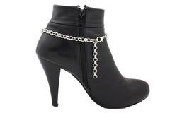 Brand New Women Silver Metal Boot Chain Bracelet Shoe Anklet Grey Butterfly Charm SET BC238