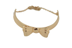 Brand New Women’s Gold-Tone Sculpted Bow Choker Necklace – WN71