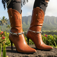 Brand New Women Silver Metal Boot Chain Bracelet Shoe Anklet Skulls Charm SET BC167