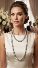 Brand New Women Gray Cream Imitation Pearl Necklace Women Extra Long 56 In Fashion Jewelry  -   WN21