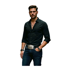 Men’s Western Work Belt Buckle – Heavy-Duty Silver Cross Buckle, Rugged Cast Metal, Fits 1.5" Snap Belts – Ranch, Rodeo, Outdoor & Everyday