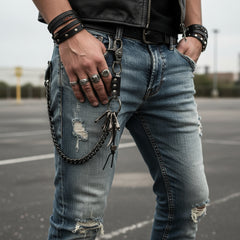 NEW Men Women 24" Horn Charm Wallet Jeans Chain Biker Motorcycle Style