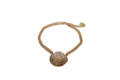 Brand New Women Gold Metal Boot Chain Bracelet Shoe Anklet Bling Seashell Charm SET BC151