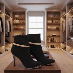 Brand New Women Gold Metal Boot Chain Bracelet Shoe Anklet Elastic Band Charm Classic SET BC103