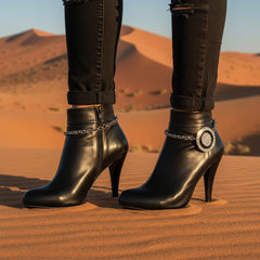 Brand New Women Silver Metal Boot Chain Bracelet Shoe Anklet Big Lion Head Medallion Charm SET BC166