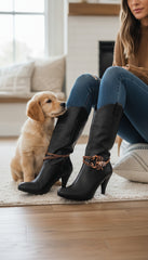 Brand New NEW Women Bronze Brown Metal Boot Chain Bracelet Anklet Shoe Scorpion Charm SET  BC105