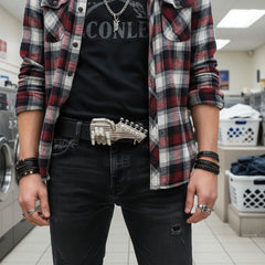 NEW Men Women Silver Metal Buckle Biker Fashion Hand Play Music Band Guitar Skulls