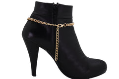 Brand New Women Gold Metal Boot Chain Bracelet Shoe Anklet Lion Head Coin Medallion Charm SET BC138