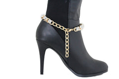 Brand New Women Gold Metal Boot Chain Bracelet Shoe Anklet Bling Silver Mesh Weave Charm SET BC170
