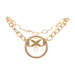 Brand New Women Gold Metal Boot Chain Bracelet Shoe Anklet Infinity Charm SET BC291