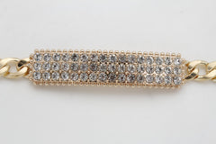 Brand New Women Gold Metal Boot Chain Bracelet Shoe Anklet Bling Long Plate Charm SET BC200
