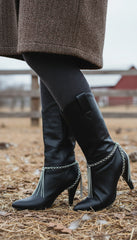 Brand New Women Silver Metal Chain Boot Bracelet Shoe Charm Back Side Tassel Fringes SET BC87